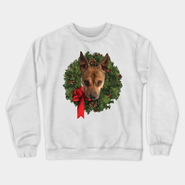 Pitbull Holiday Wreath Crewneck Sweatshirt by calliew1217